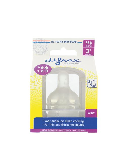 Difrax széles állítható szilikon cumi 1-2-3 Variflow Natural, 2 drb