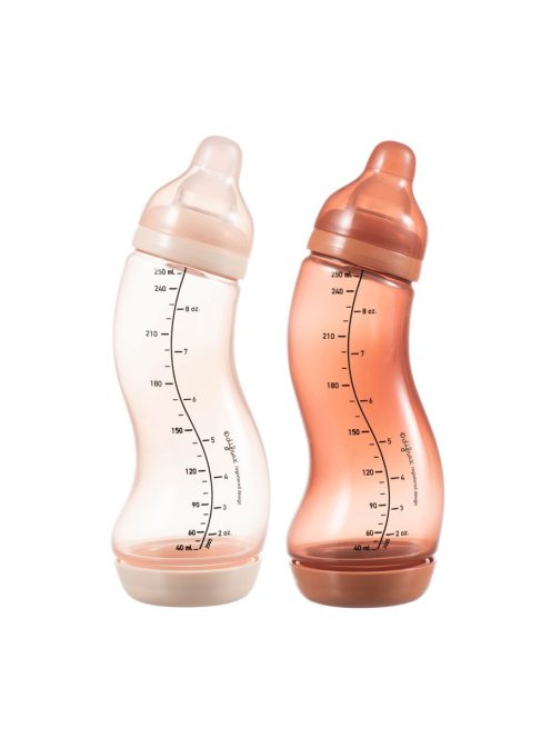 2 darabos Difrax S-cumisüveg anti-colic szett, rózsaszín és tégla színú, 250ml