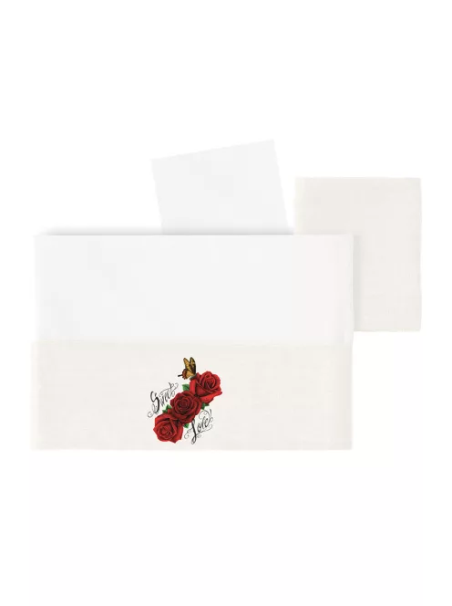 Hugs Factory 3 részes ágyneműgarnitúra kiságyba Vanilla dekor Red Rosses Grey, BIO