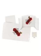 Hugs Factory 4 részes ágyneműgarnitúra kiságyba Vanilla dekoró Red Rosses, BIO