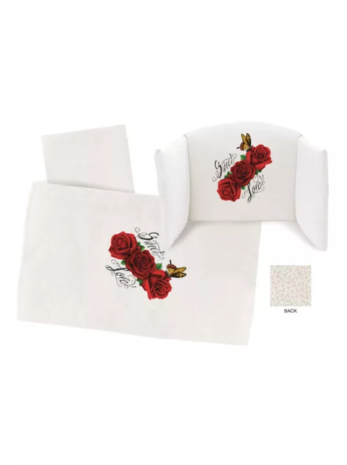 Hugs Factory 4 részes ágyneműgarnitúra kiságyba Vanilla dekoró Red Rosses, BIO