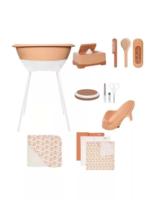 9 részes fürdető szett LUMA Spiced Copper 3 muszlin törlőkendővel és törölközővel