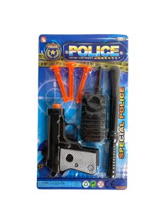   Rendõr klt., pisztoly, tap.kor. lövedék, kieg., 2 féle, 15x26 cm lapon