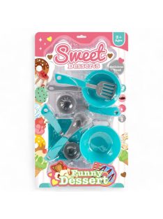 Edény klt., edények + eszk., 2 féle, kék, 24x40 cm lapon