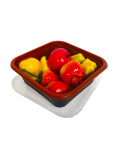   Étel klt., gyümölcs, zöldség, 10 db, 3 féle, tárolóban,11x11 cm pvc dob.