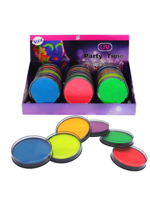 Smink, arcfesték, neon, sötétben világít, 6 szín, 12/displ.