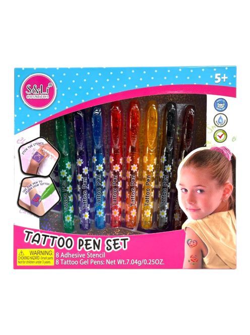 Testmatrica, Tetováló toll, smink, 8 db, 22x20 cm dob.