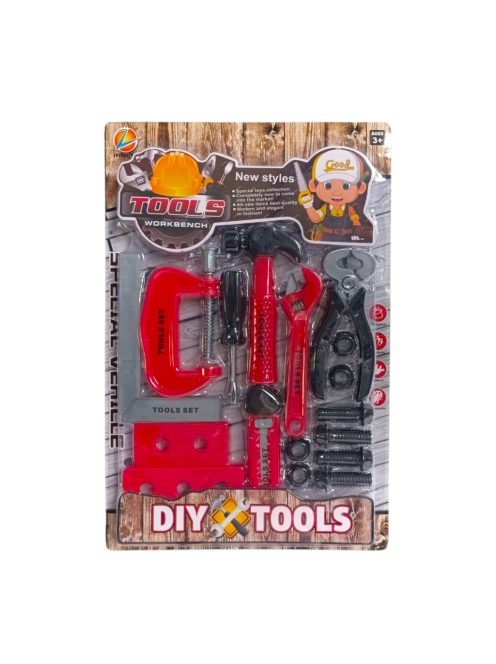 Szerszám klt.,  kalapács, harapófogó + kieg., 28x43 cm lapon