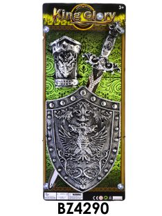 Lovag Klt., pajzs, kézvédõ., kard, 22x53 cm lapon