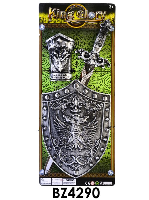 Lovag Klt., pajzs, kézvédõ., kard, 22x53 cm lapon