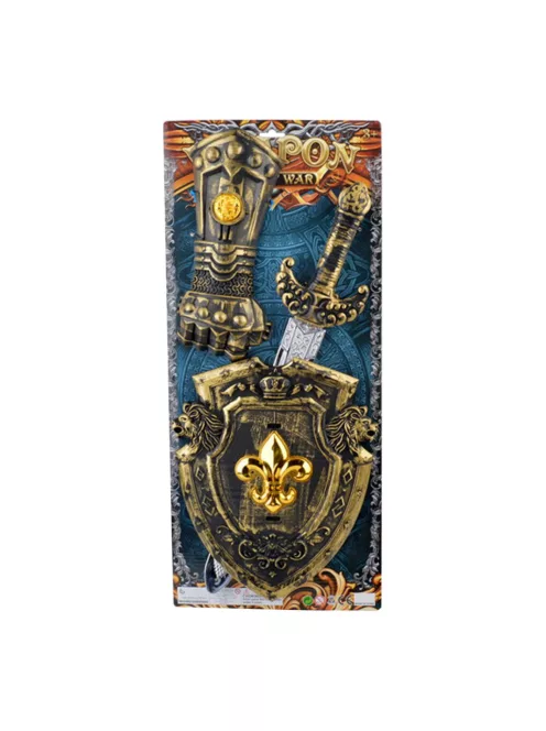 Lovag klt., pajzs, kézvédõ, kard, 25x58 cm lapon