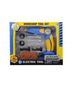   Szerszámgép klt., el., fúrógép, forog+fény, 27x22 cm dob. (2xAA)