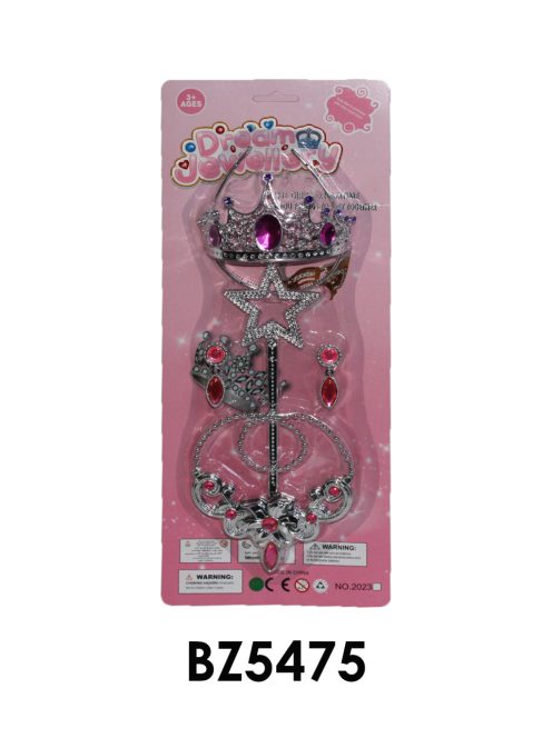 Korona klt., nyaklánc, jogar, pink, 18x45 cm lapon