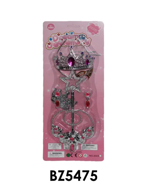 Korona klt., nyaklánc, jogar, pink, 18x45 cm lapon