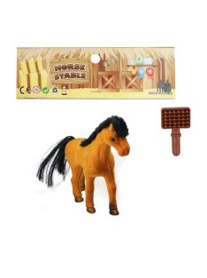 Ló, flokkolt, + fésû, 8x10 cm, zacsk.