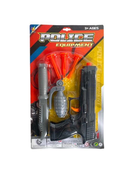 Rendõr klt., pisztoly + tap.kor. lövedék, kieg., 19x32 cm lapon