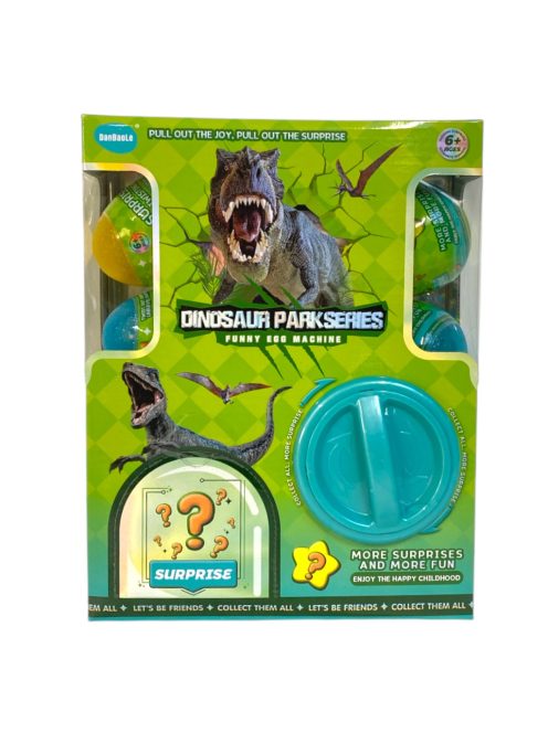 Meglepetés doboz, tekerõs, 5 db dínós golyóval, 21x26 cm dob.