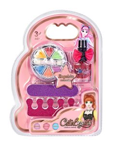   Smink klt., porfesték, körömdekor, kieg., glitteres, 17x23 cm pvc csom