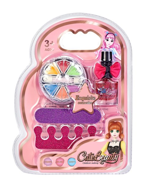 Smink klt., porfesték, körömdekor, kieg., glitteres, 17x23 cm pvc csom