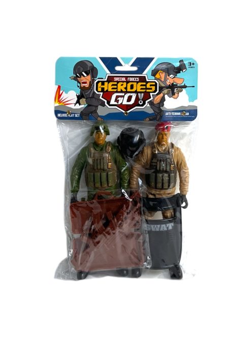 Katonai klt. 2 db fig. + kieg., 17x21+ cm zacsk.