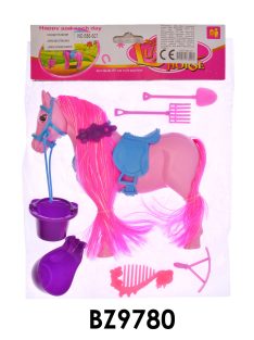   Ló, klt., feje mozgatható, fésülõs, 2 szín, 18x23+ cm zacsk.