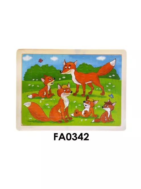 Fa puzzle, több féle kép, 30x23 cm pvc csom