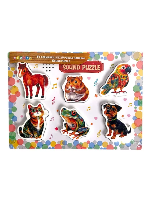 Fa ki-berakó, 3D-s, elemes, 6 állat saját hanggal, 30x21 cm pvc csom (2xAAA)