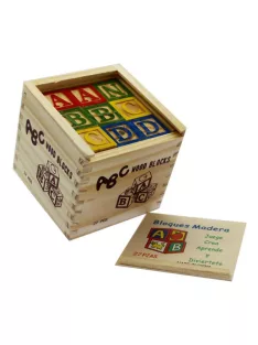   Fa ABC kocka klt., 27 db betû, angol ABC, 11x11 cm fa tartóban