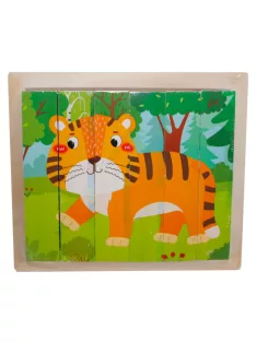 Fa mesekocka, állatok, 15x13 cm pvc