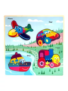 Fa ki-berakó, jármûvek, puzzle, 4 db, 30x30 cm pvc
