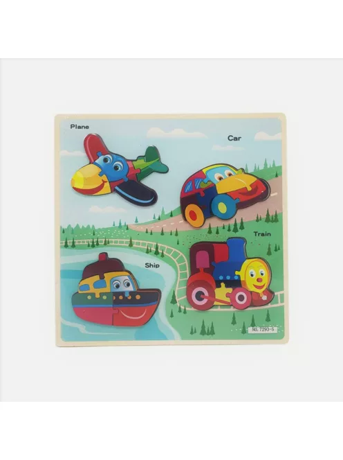 Fa ki-berakó, jármûvek, puzzle, 4 db, 30x30 cm pvc