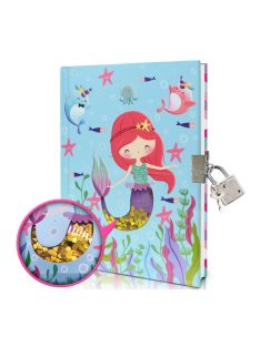 Emlékkönyv, fém lakat, hableány minta, 13x18 cm zacsk.