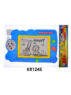   Mágneses tábla, vasporos,+ 2 formanyomó, vonat forma, 2 szín, 26x35+ cm zacsk.