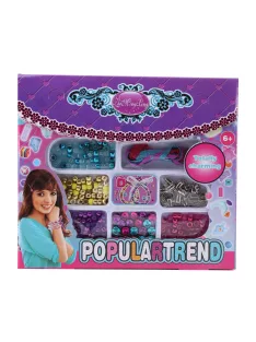   Karkötõ készítõ klt., metál gyöngy + szalag, 29x25 cm dob.