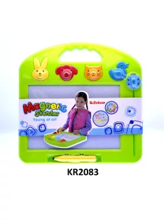   Mágneses tábla, vasporos, + 4 állat formanyomó, 31*31 cm, shell