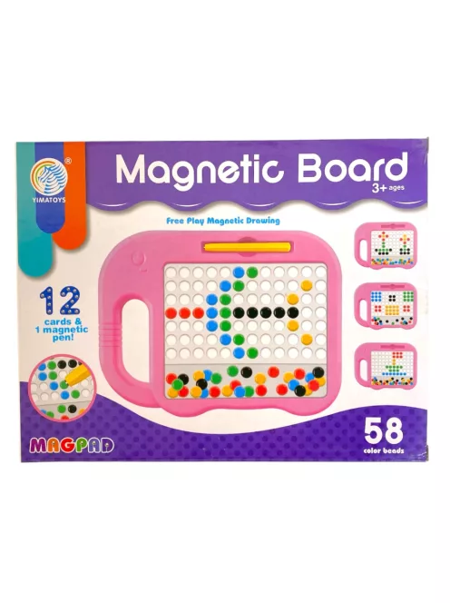 Mágneses tábla, Pöttykirakó, 58 db pötty, +12 kép, 26x20 cm.,dob.