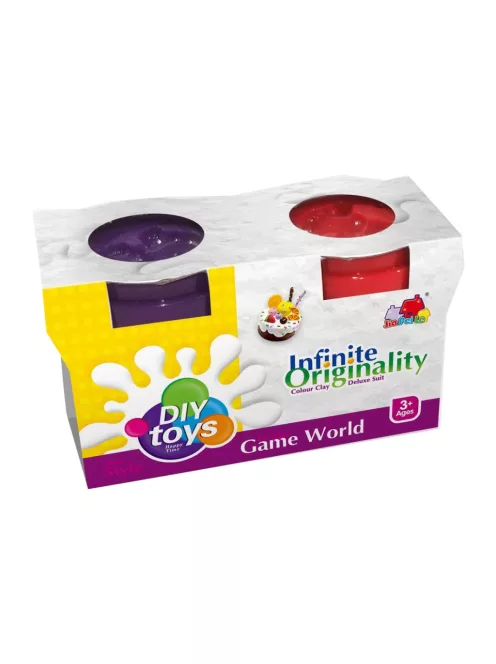 Gyurma klt., 2 tégely, tetején formanyomó, 12x7 cm dob.