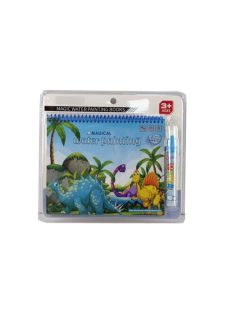 Vízzel rajzoló könyv, dínós, spirálos, 25x22 cm lapon