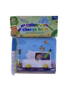   Vízzel rajzoló pvc könyv, csipog, jármûves, + toll, 17x21 cm zacsk.