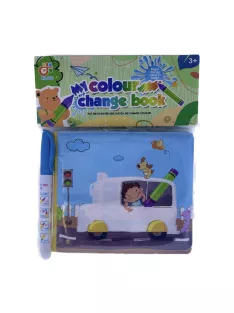   Vízzel rajzoló pvc könyv, csipog, jármûves, + toll, 17x21 cm zacsk.