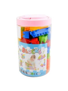 Építõkocka klt., 106 db,  kerékkel, 12x20 cm pvc henger