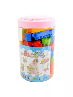 Építõkocka klt., 106 db,  kerékkel, 12x20 cm pvc henger