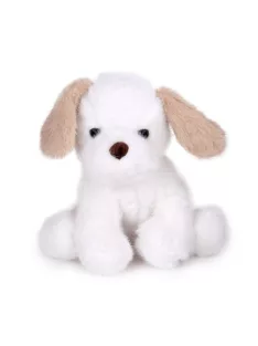 Plüss kutya, fehér, ülõ, 26 cm
