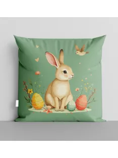 Plüss párna, húsvéti, nyúl tojásokkal, 36 cm