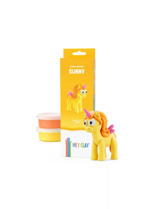 Gyurma klt., Hey Clay, unikornis, sárga, Sunny, 3 tégely, 7x22 cm dob.