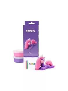   Gyurma klt., Hey Clay, unikornis, lila, Brighty, 3 tégely, 7x22 cm dob.