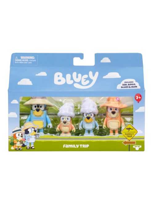 Bluey figura, 4 db,  családi utazás, 6-8 cm, 23x17 cm dob.