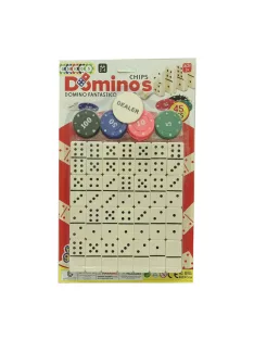 Dominó klt., 28 db + 16 db zseton, 21x35 cm lapon