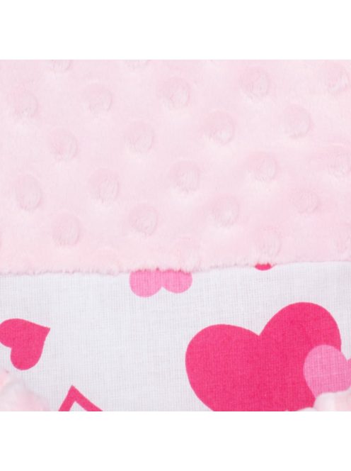 Luxus babafészek párnával és paplannal New Baby Minkyből rózsaszín szívecskék, Raktáron