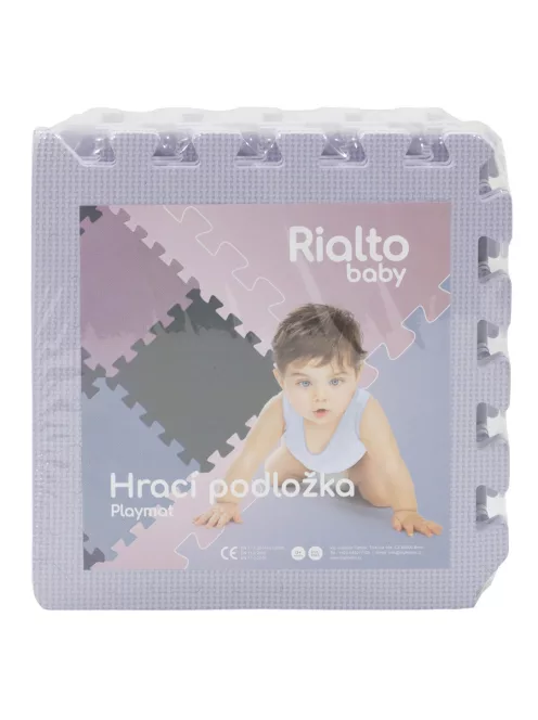 Puzzle habszivacs játszószőnyeg szegéllyel Silver 92x92 cm